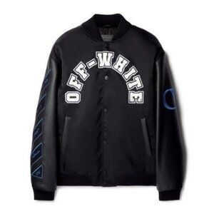 New Authentic Men’s Off-White Black Varsity Jacket